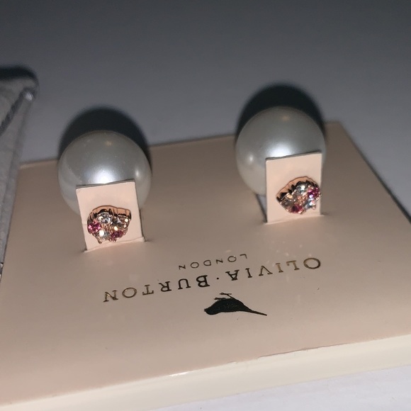OLIVIA BURTON Crystal Faux Pearl Stud Earrings - Picture 4 of 7